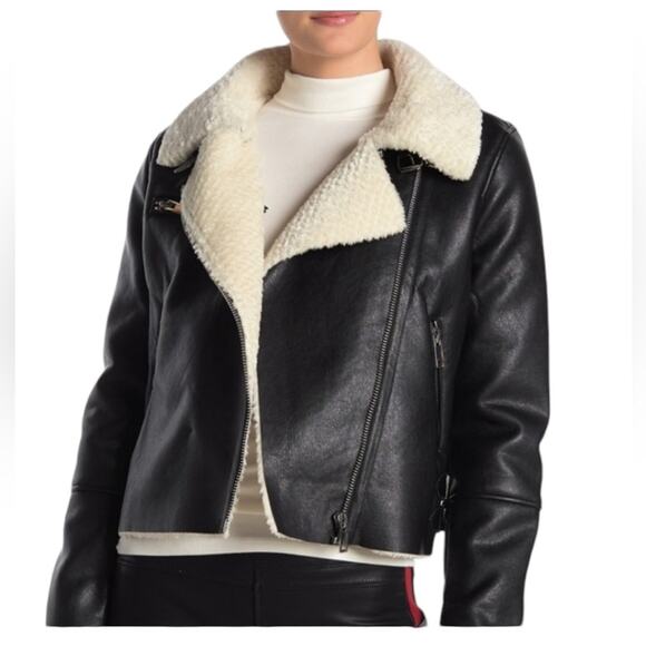 NWOT BlankNYC Aviator Faux Leather Jacket – Sz Med - Picture 1 of 8